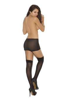 Elegant Moments Sheer Thigh High Stockings - Queen Size - Black