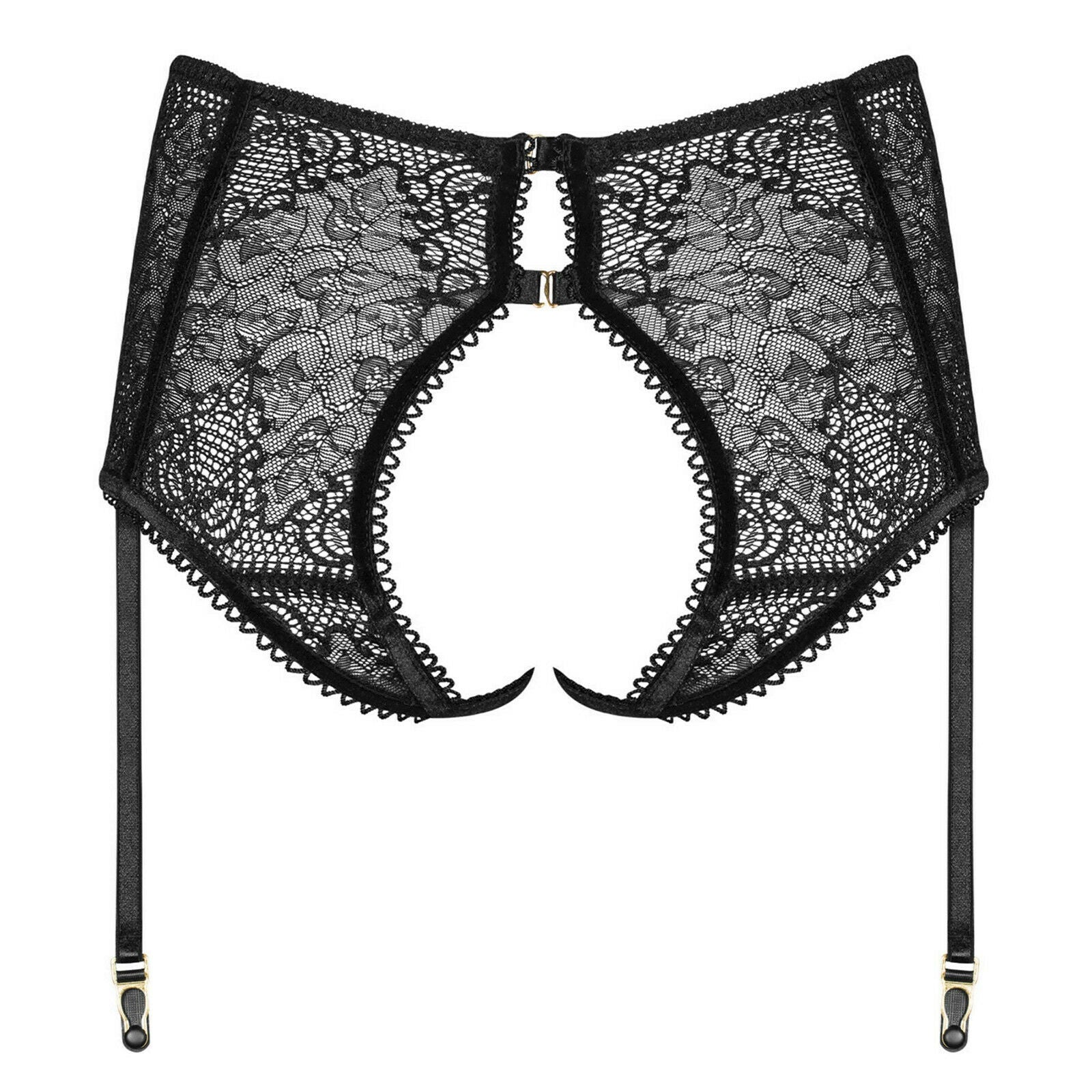 missO Crotchless Black Lace Panty w/ Built In 4 Strap Garter GB515 - R ...