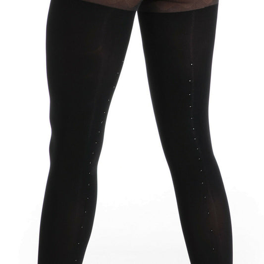 Amour Black Diamond 60/30D Jeweled Crotchless Fashion Tights  - Reg & Plus Sizes