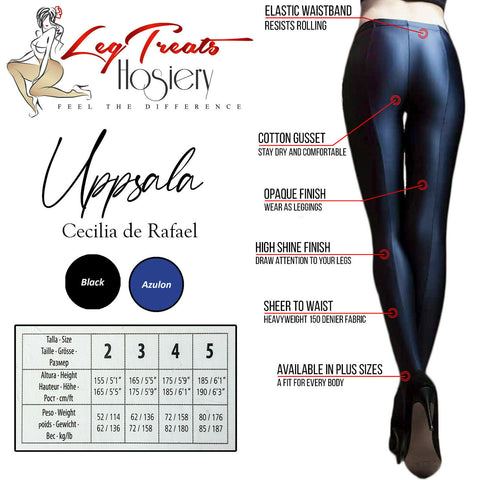 Cecilia de Rafael Uppsala 150D Tights - Ultra Glossy Opaque Backseam - Plus Sizes