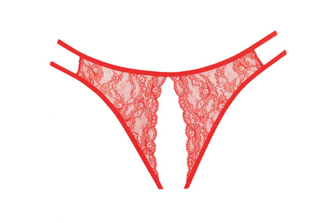 Allure Lingerie Sweet Honey Crotchless Panty  - Red - OS