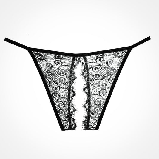 Allure Lingerie Lace Enchanted Belle Open Back Panty - Black - OS