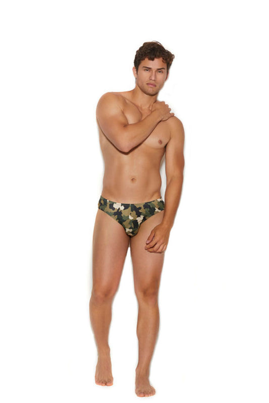 Elegant Moments Men's Thong Back Brief - Large/xlarge -  Camouflage