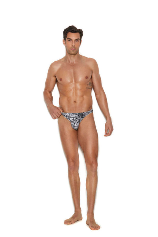 Elegant Moments Men's Snap Closure Thong - Large/xlarge - Zebra